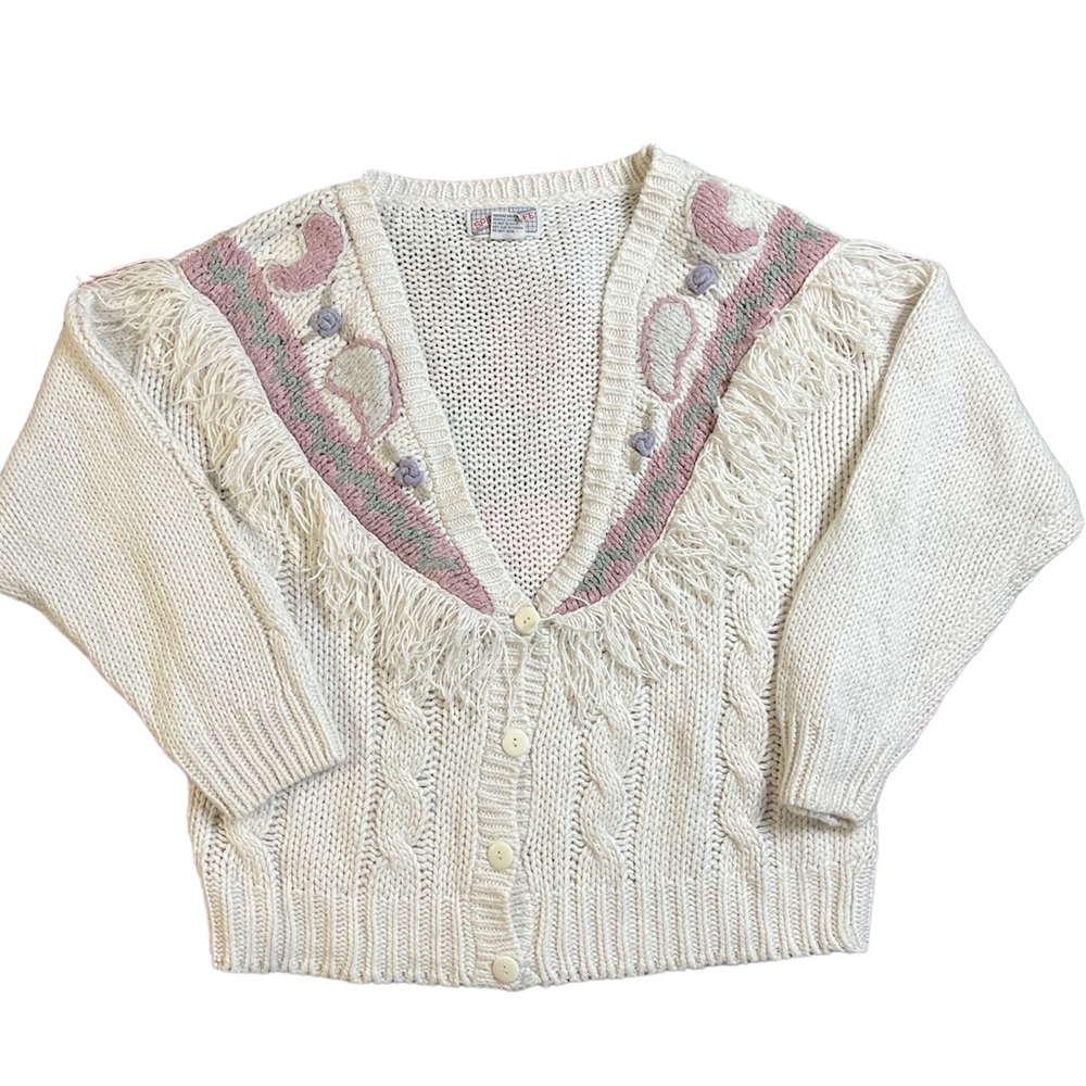Vintage Spice of Life Cardigan Fringe Sweater